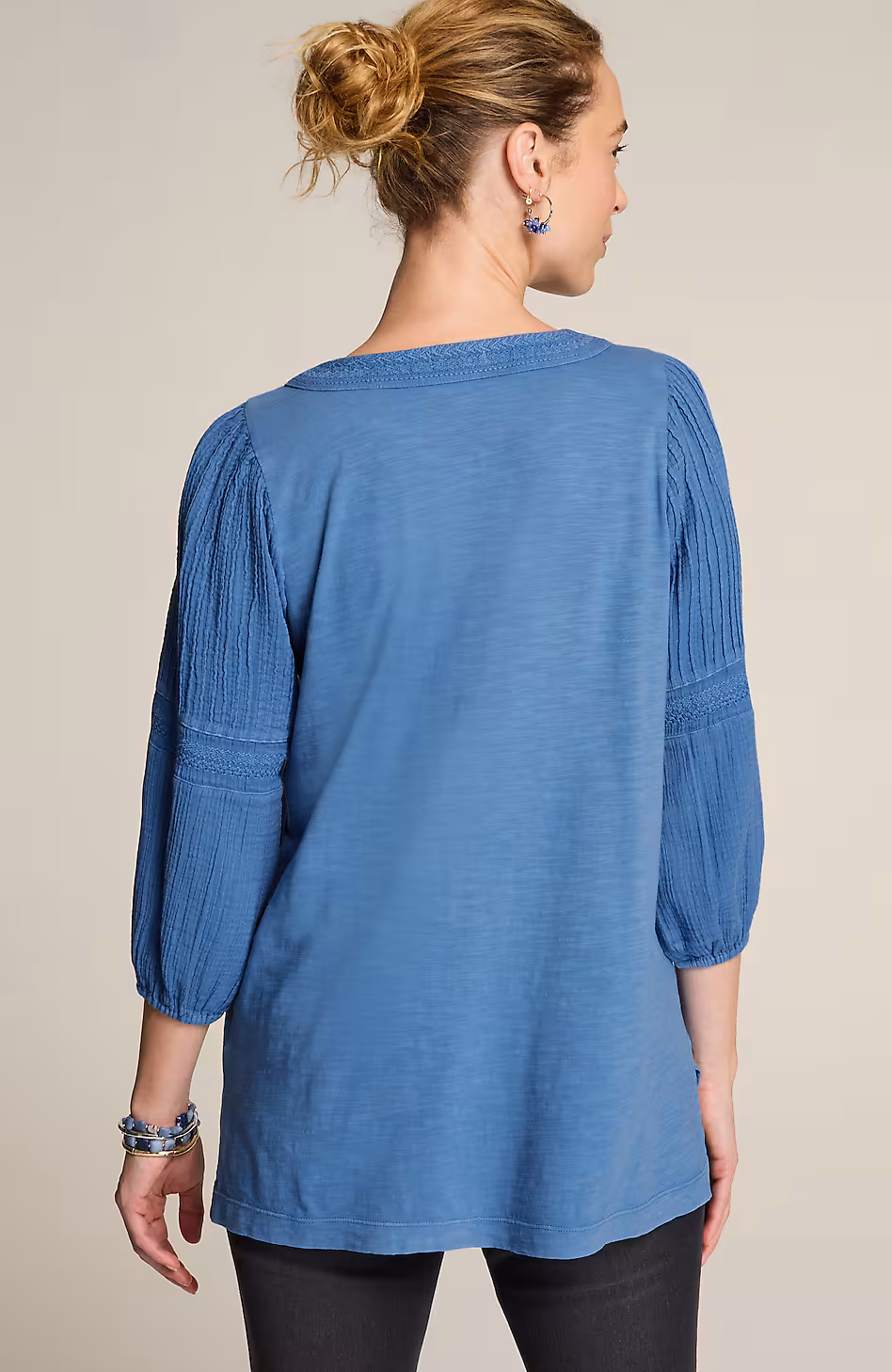 Pure Jill Mixed-Media Embroidered Tunic