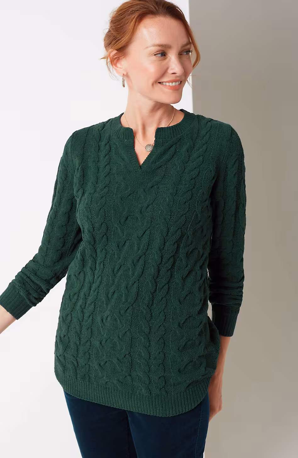 Split-Neck Chenille Tunic