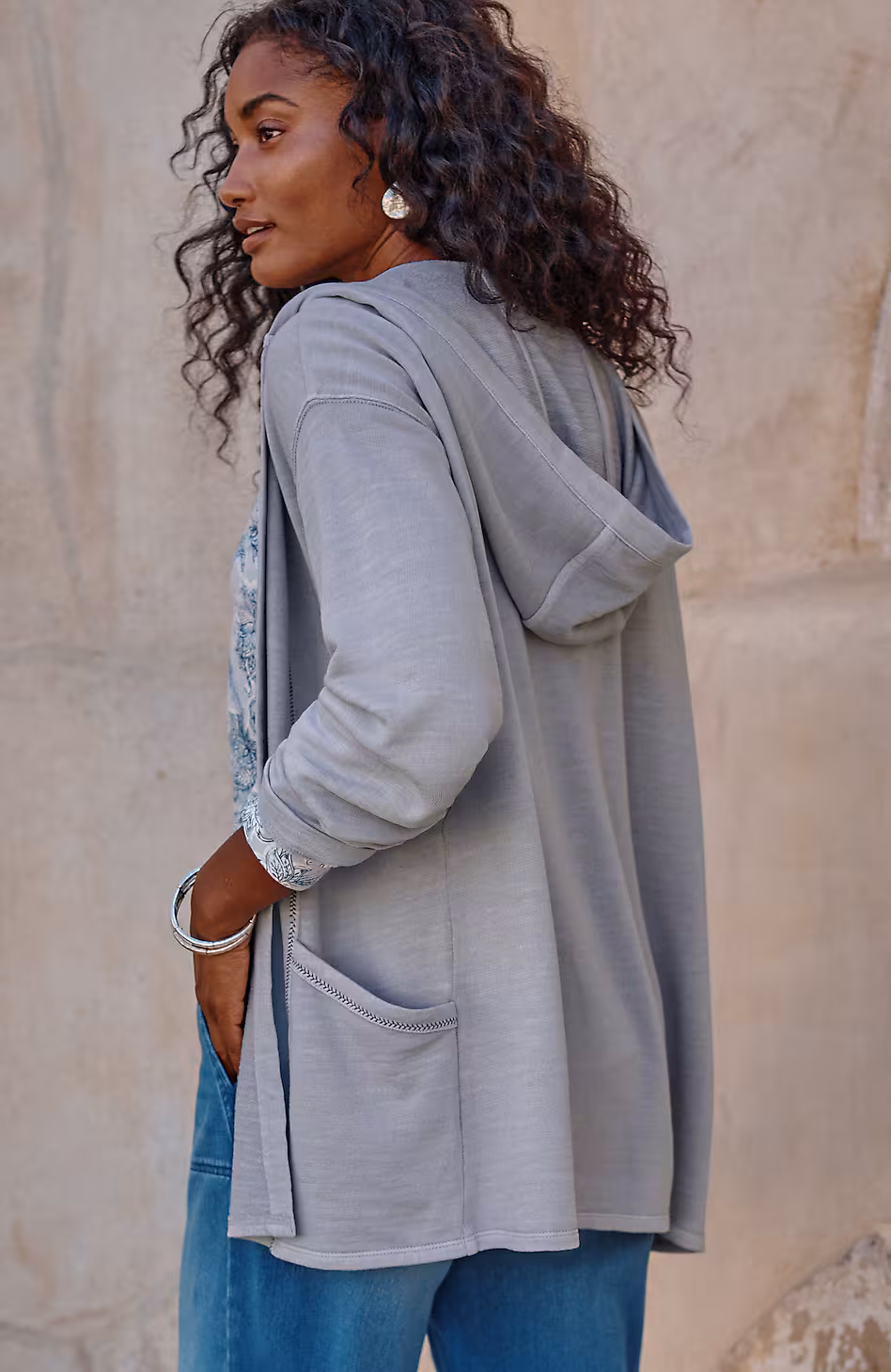 Pure Jill Tea-Dyed Hooded Jacket