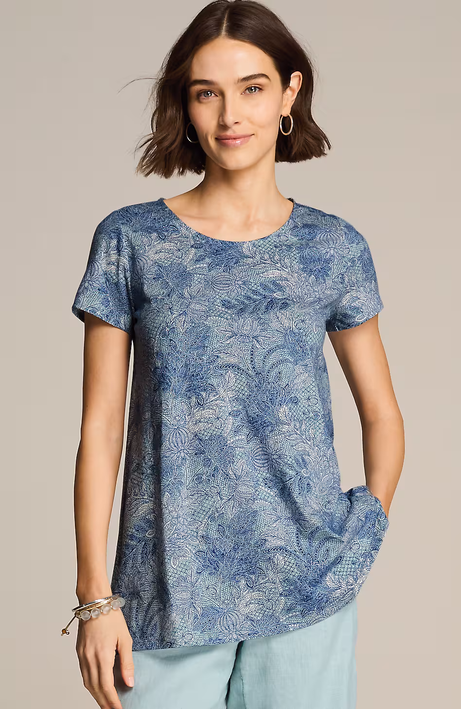 Pure Jill Scoop-Neck Elliptical Tee