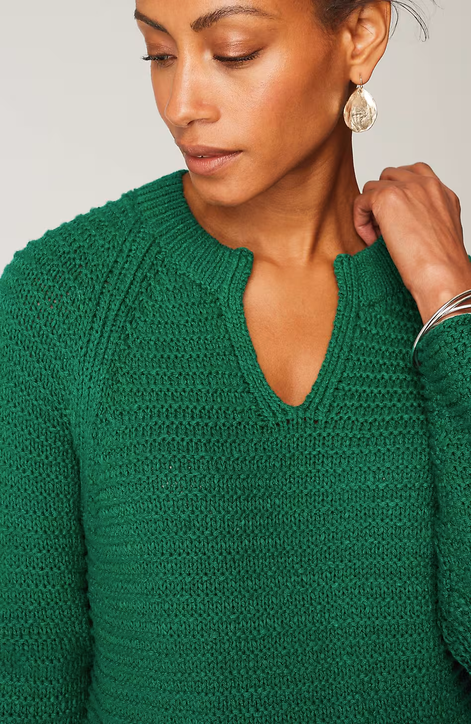 Wearever Textured Split-Neck Sweater