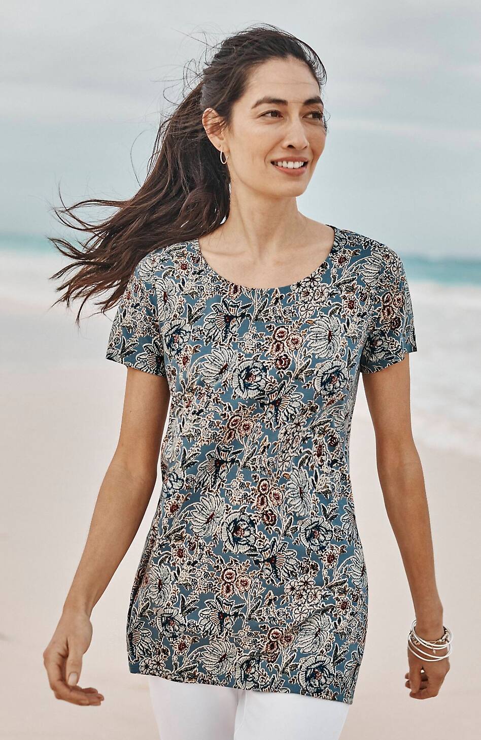 Pure Jill Scoop-Neck Elliptical Tee