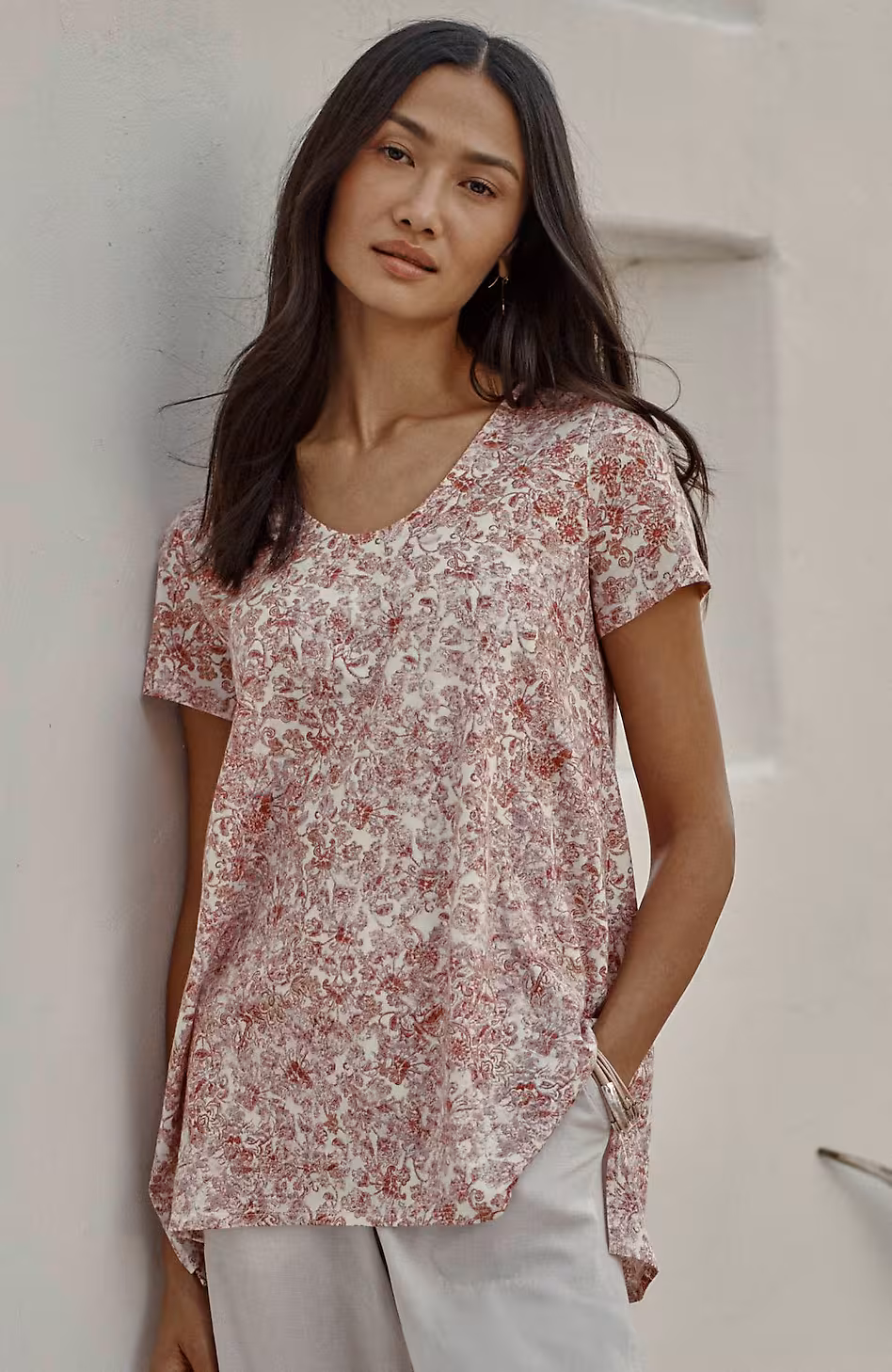 Pure Jill Side-Slit Elliptical Tee