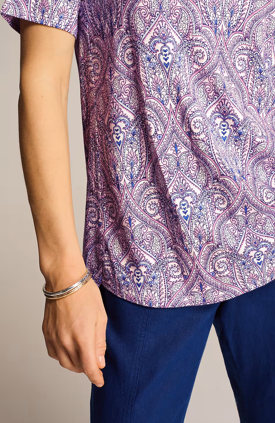 Cotton-Blend Elbow-Sleeve Tunic