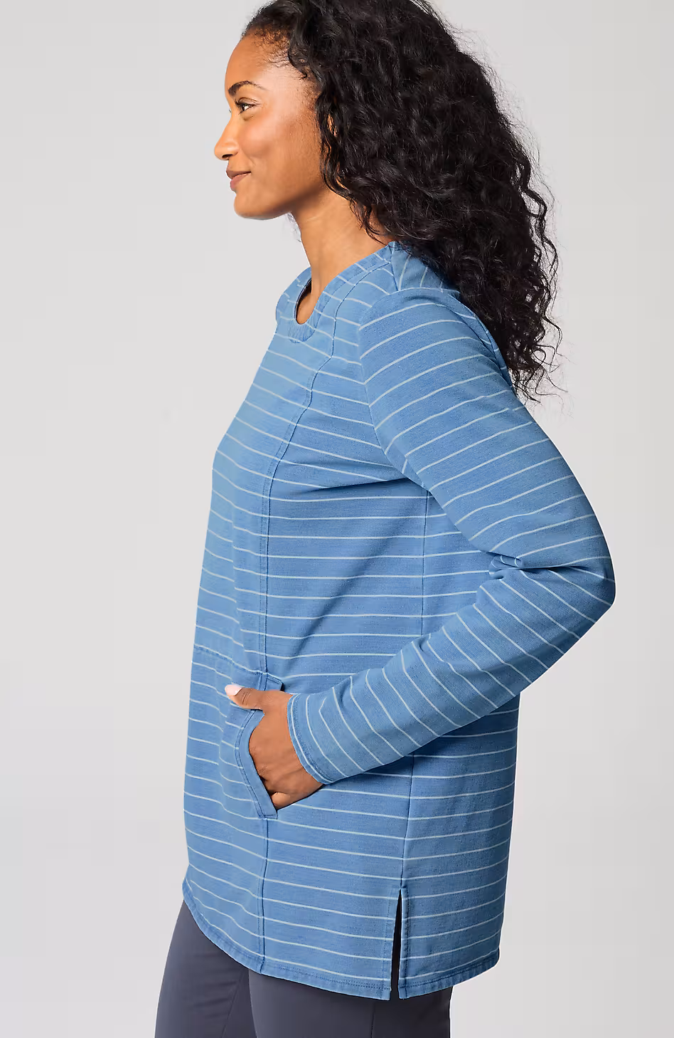 Pure Jill French Terry Indigo-Striped Tunic