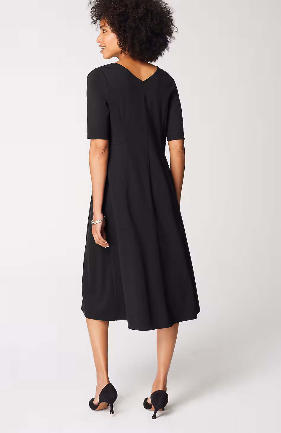 Ponte Double-V-Neck Seamed Dress