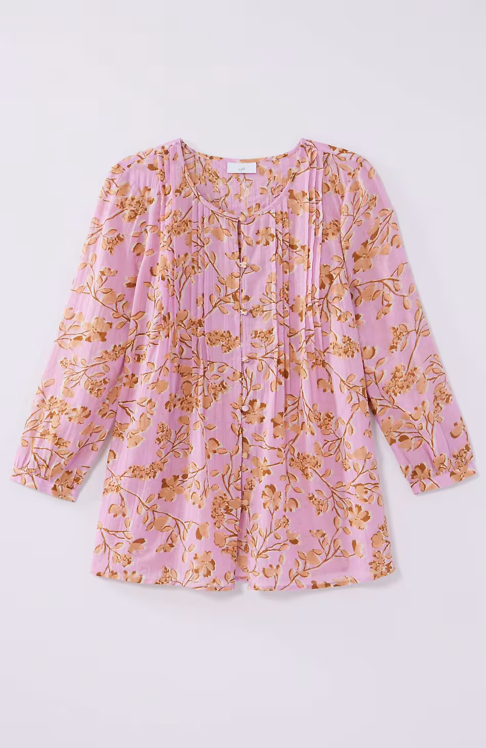 Printed A-Line Pintucked Top