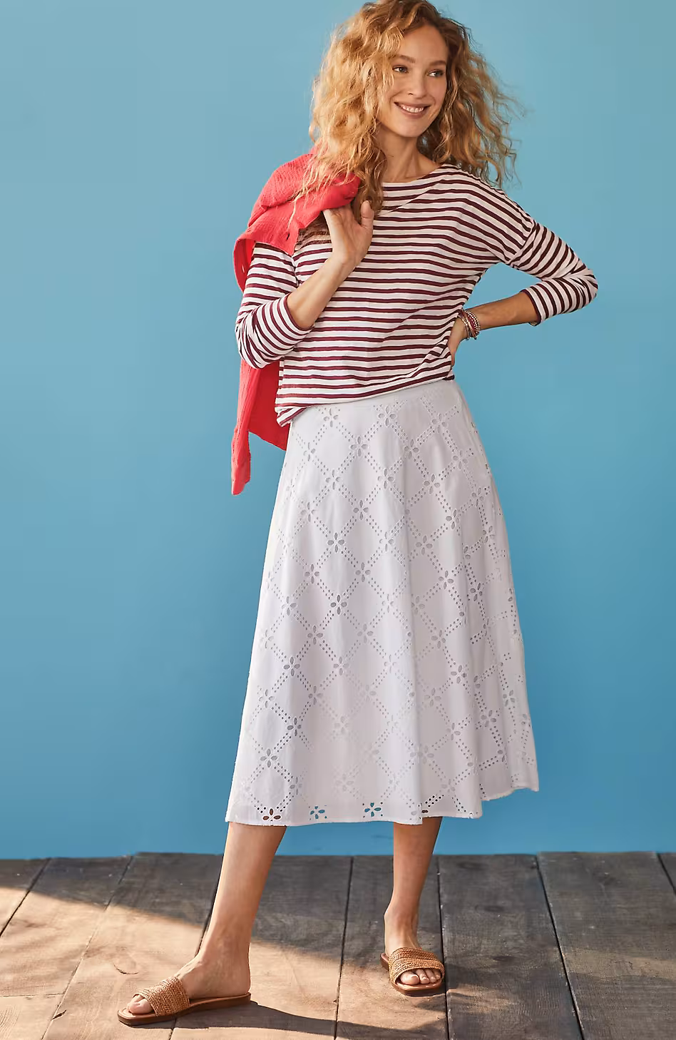 Eyelet Midi Skirt