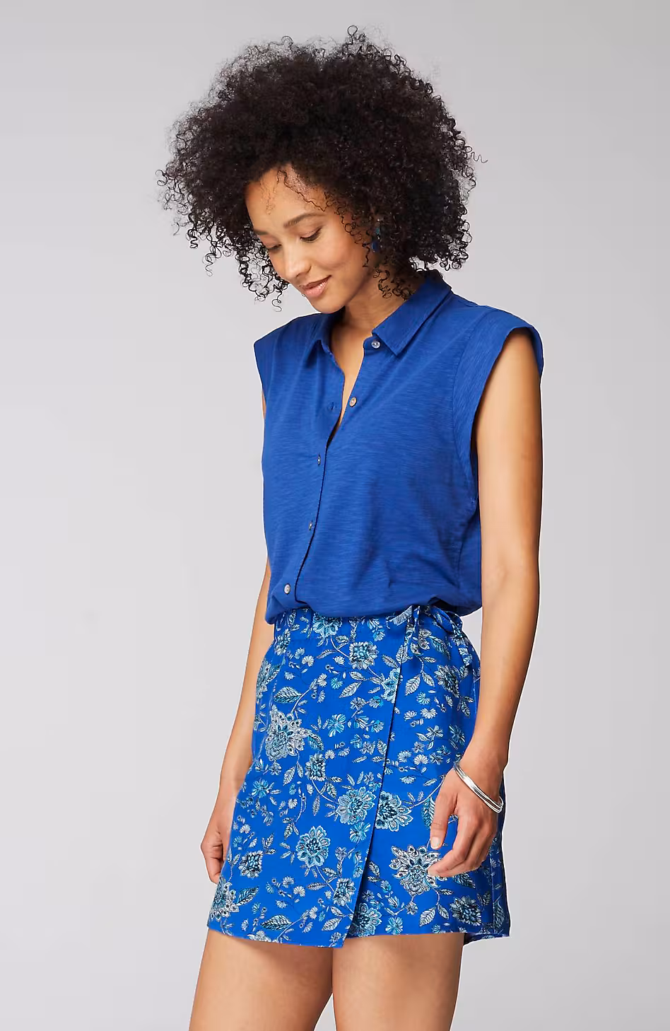 Linen & Rayon Wrap-Front Skort