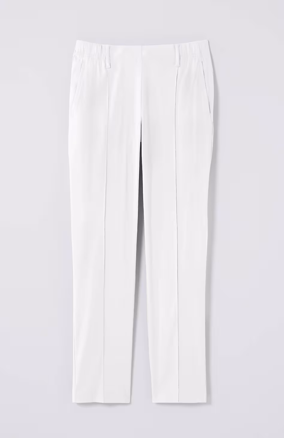 Pintucked Linen-Stretch Slim-Leg Pants