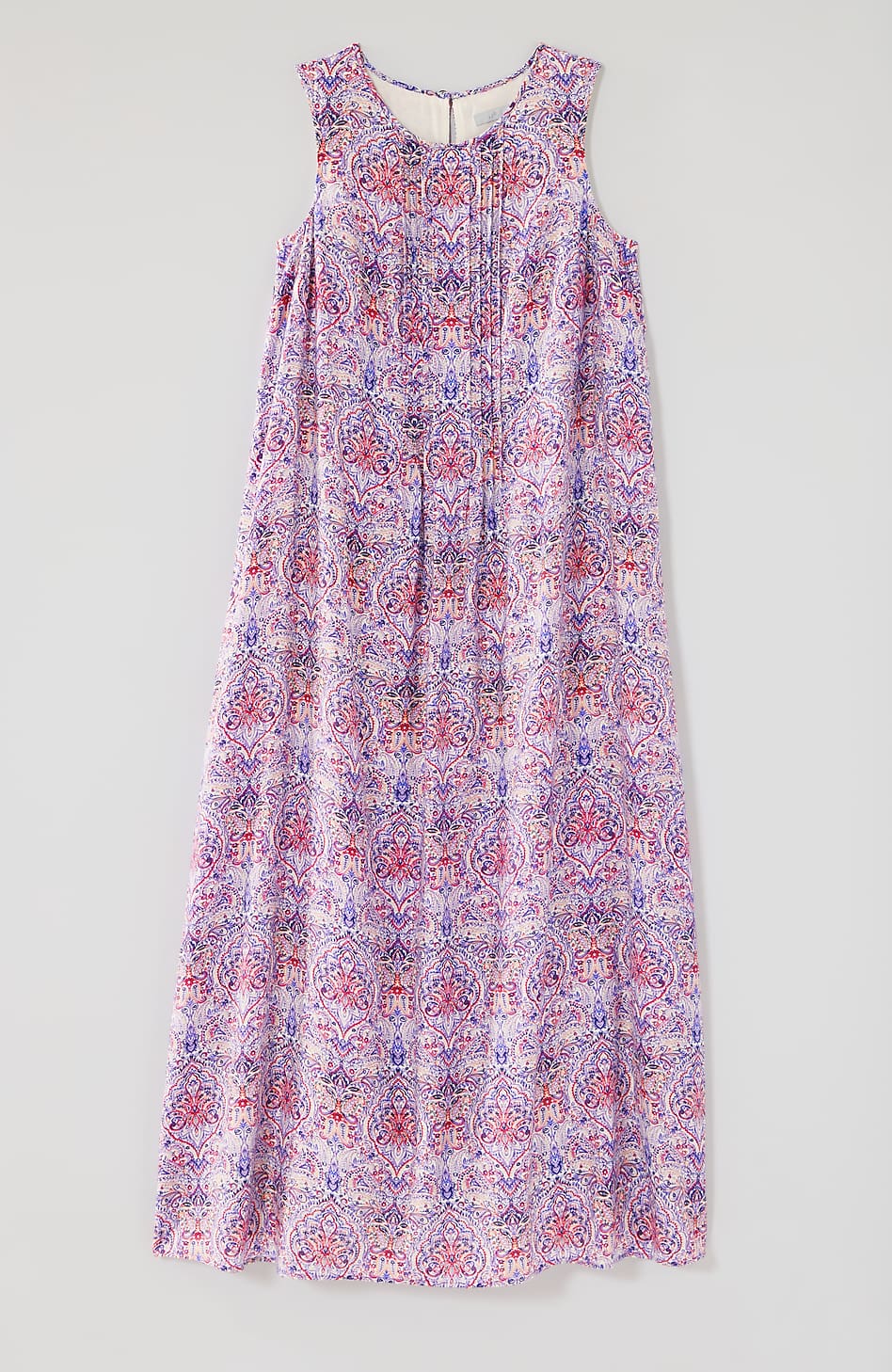 Pintucked A-Line Maxi Dress