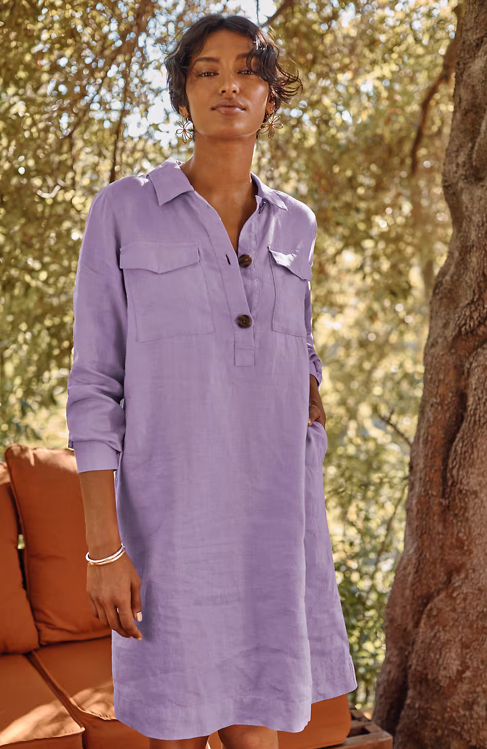 Linen Popover Shirtdress