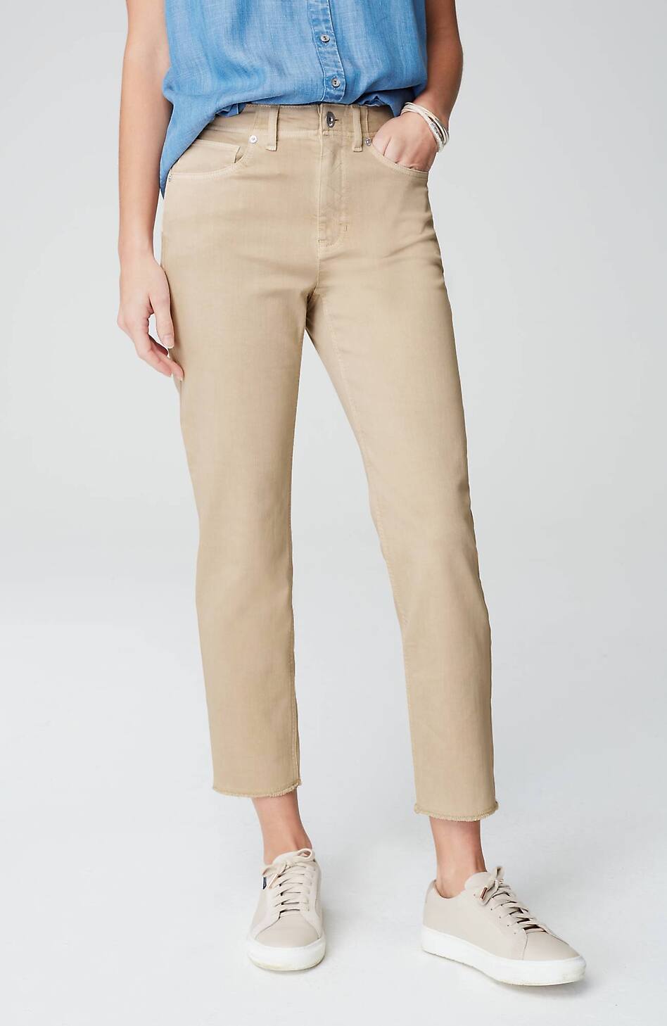 High-Rise Fringe-Hem Crops