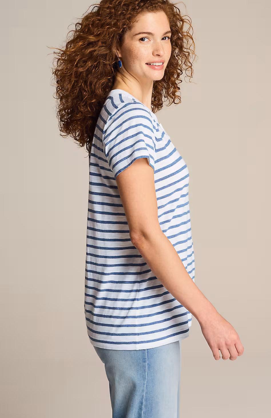 Short-Sleeve Henley Top