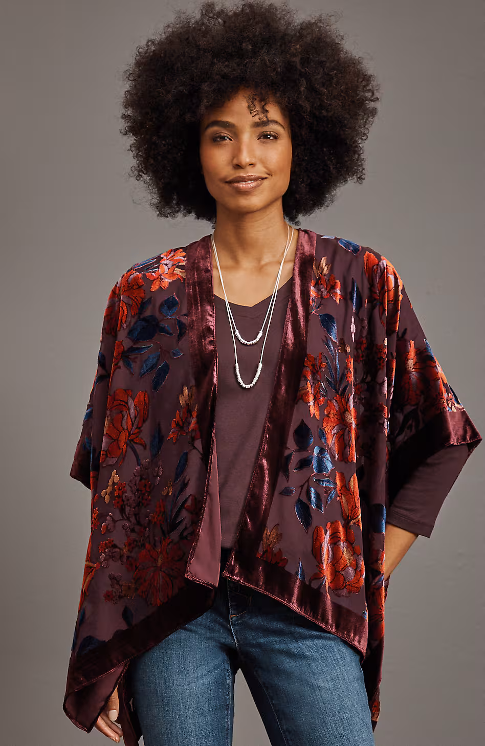 Floral Burnout Velvet Ruana