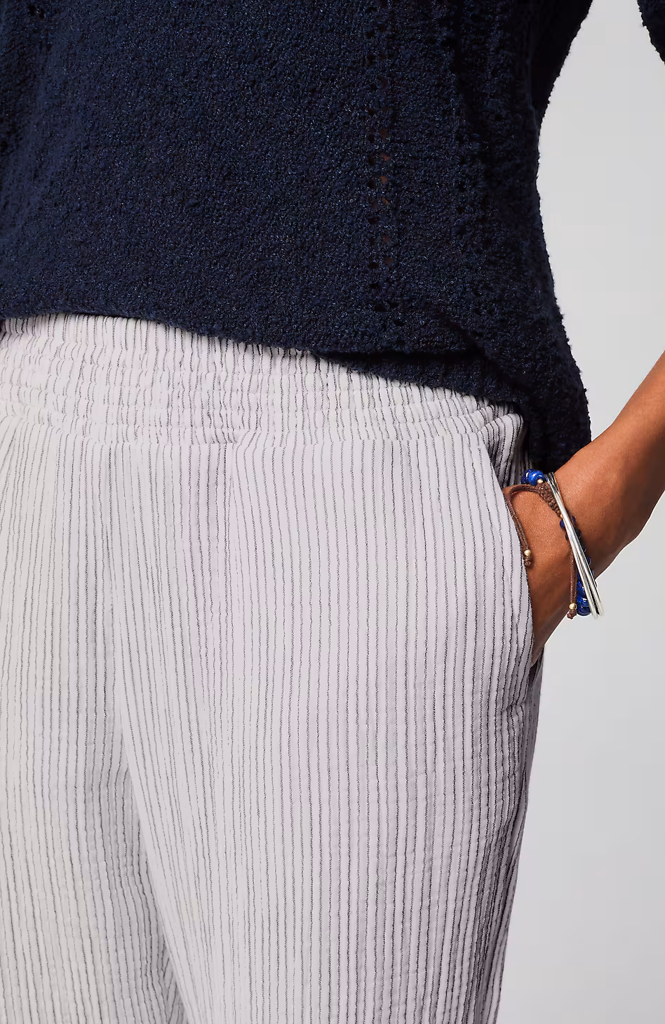 Smocked-Waist Cotton-Gauze Pants