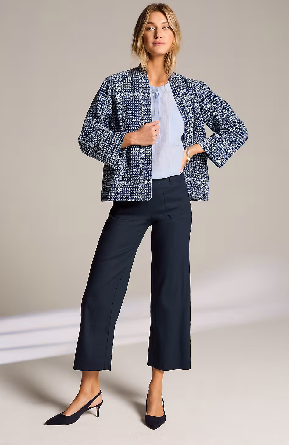 Linen-Stretch Patch-Pocket Crops