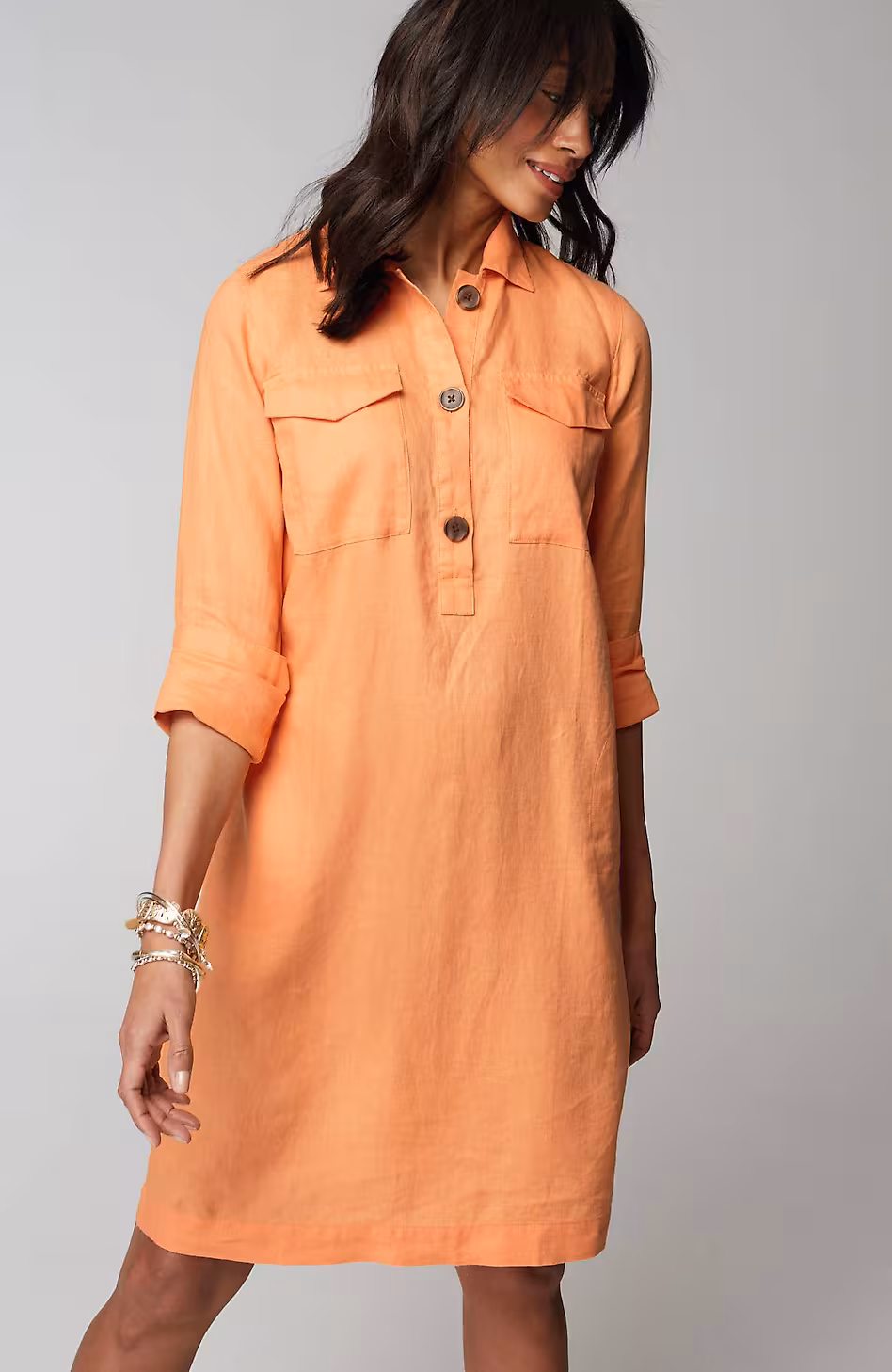 Linen Popover Shirtdress