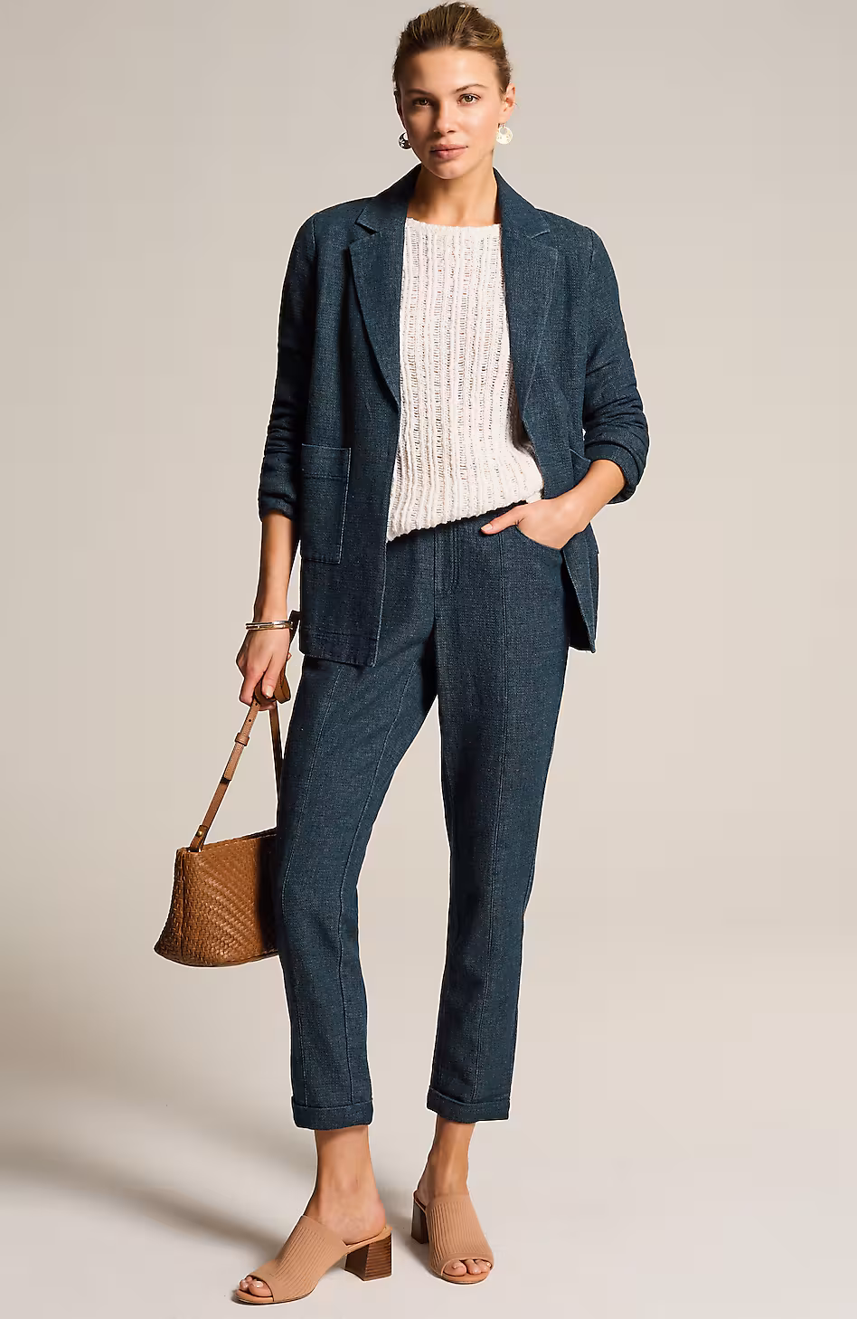 Pure Jill Indigo Cuffed Pants