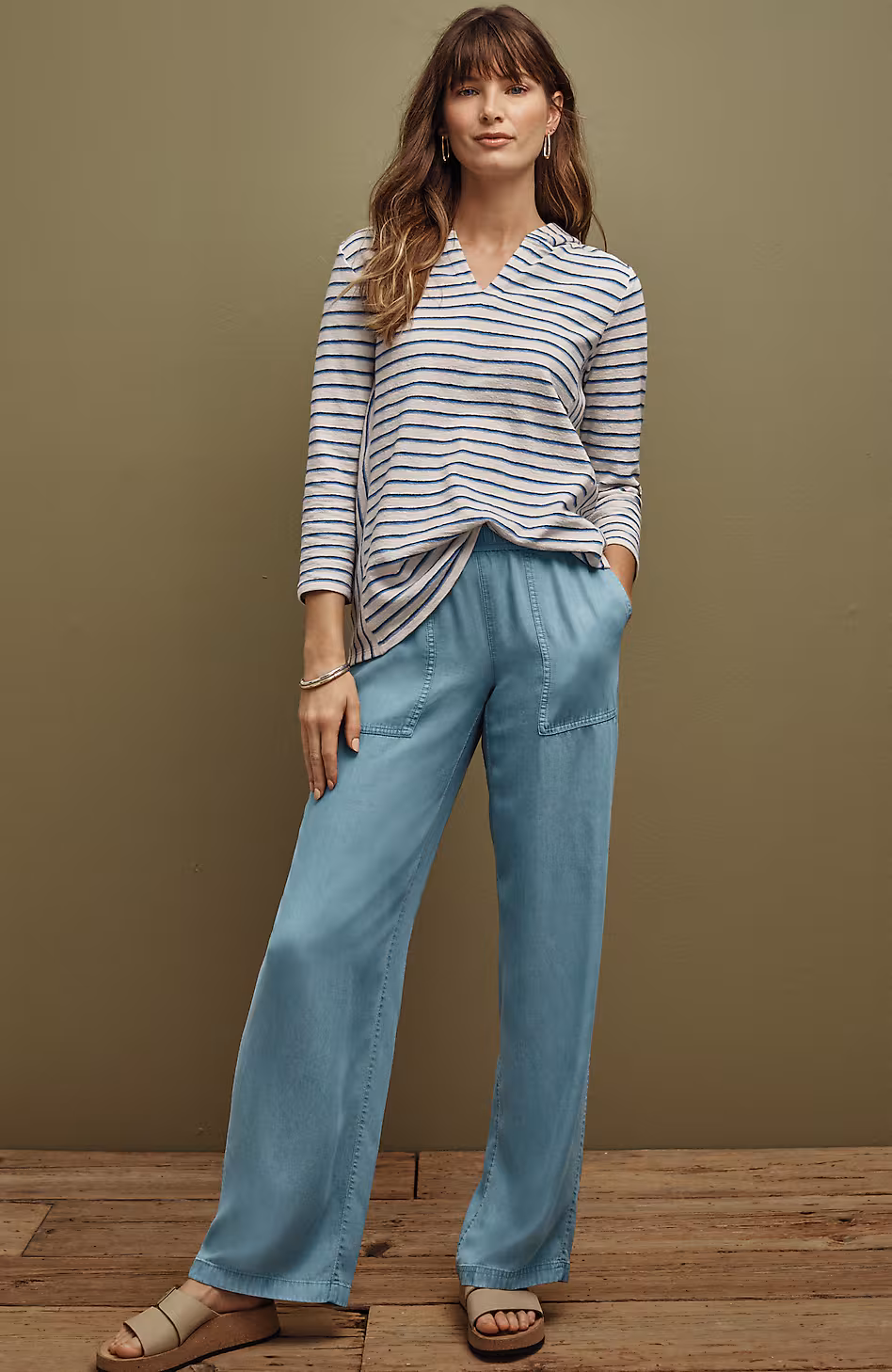 Indigo Relaxed Wide-Leg Pants