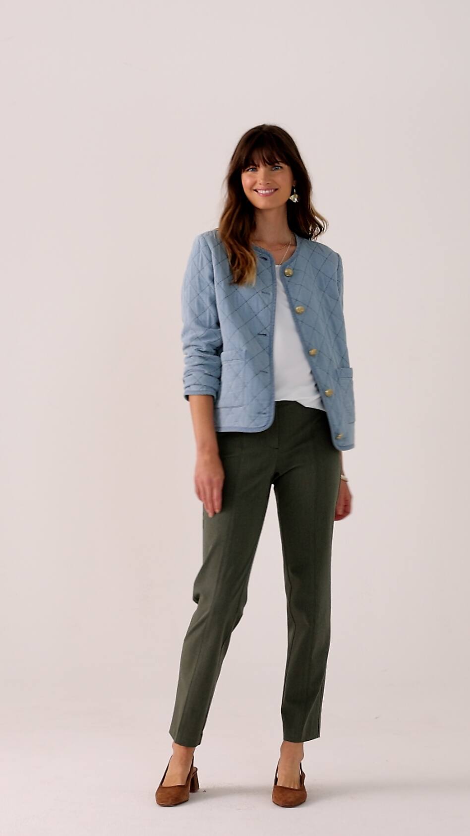 Diamond-Quilted Curved-Hem Jacket