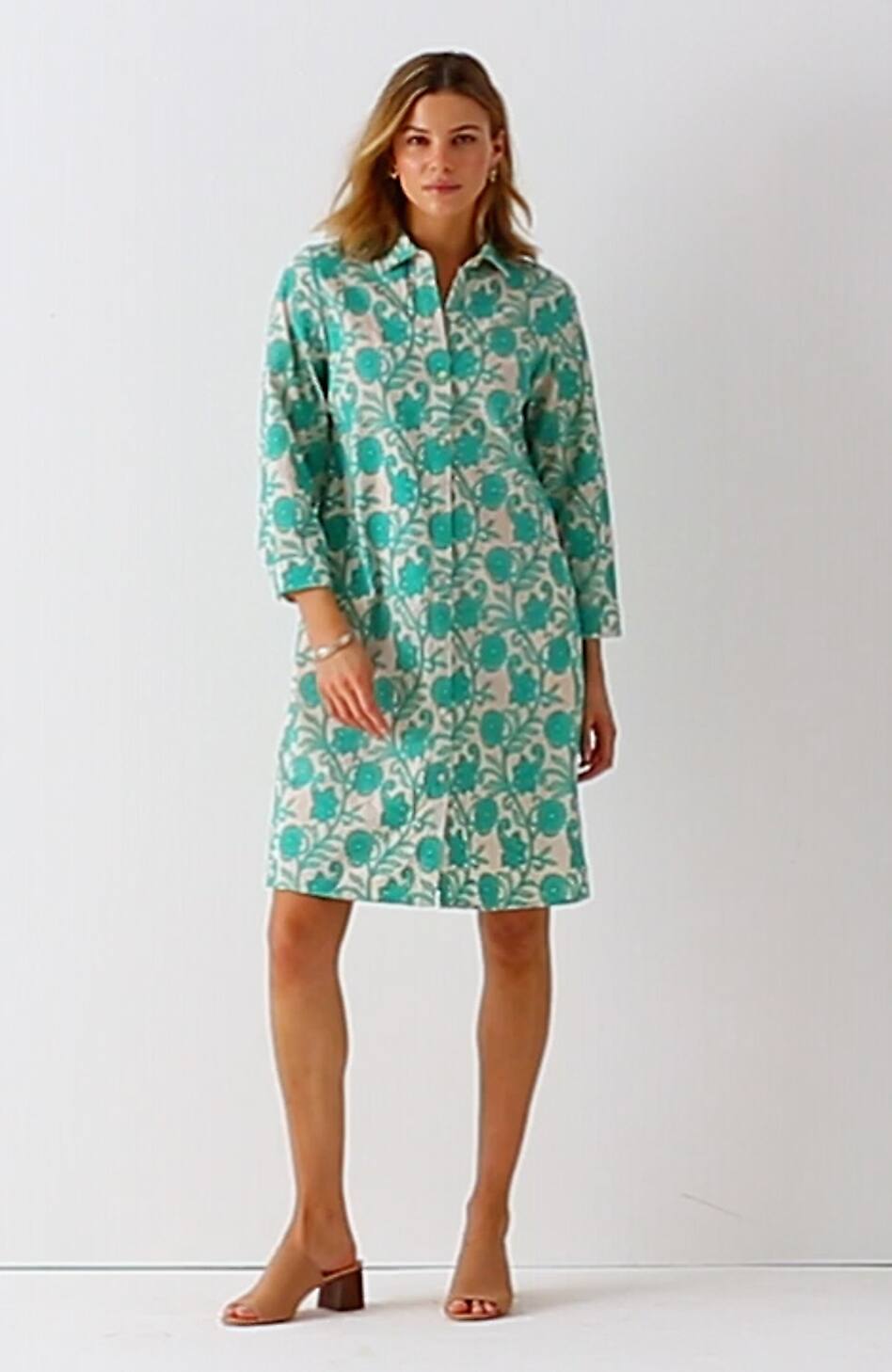 Embroidered A-Line Shirtdress