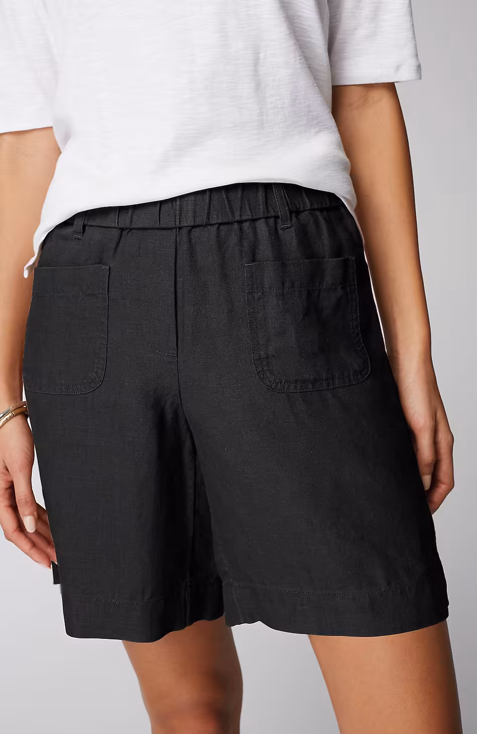 Linen Patch-Pocket Pull-On Shorts