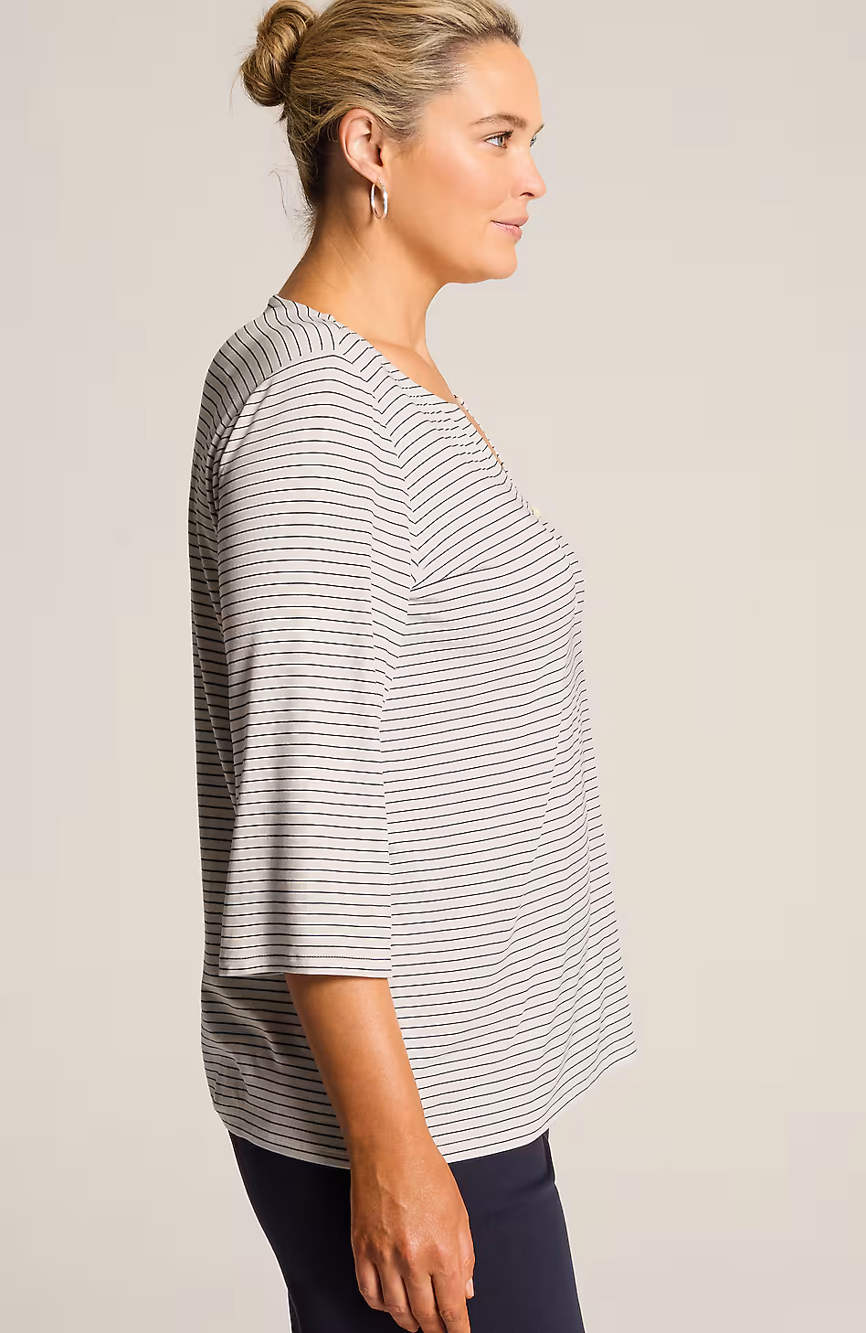 Wearever Buttoned Split-Neck Top