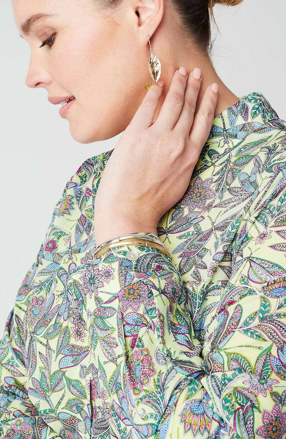 One-Pocket Shirred-Back Shirt