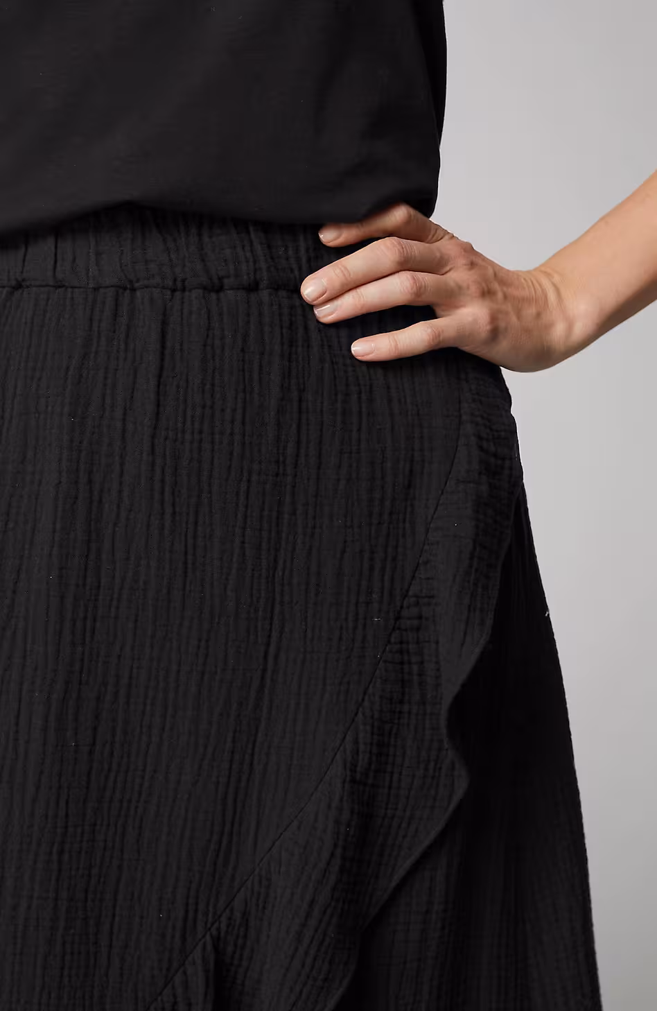 Cotton-Gauze Ruffled Wrap Skirt