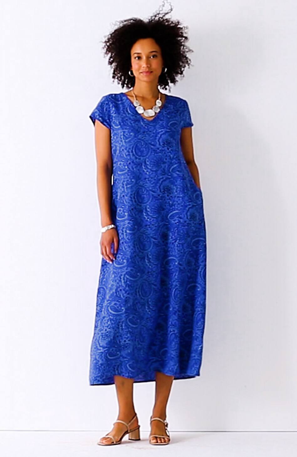 Linen V-Neck Maxi Dress