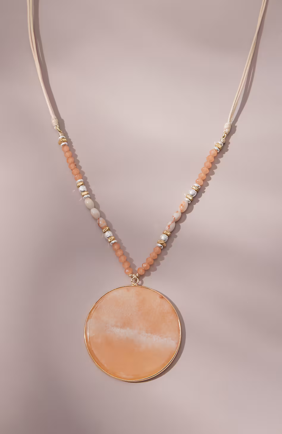 Peach Agate Pendant Necklace