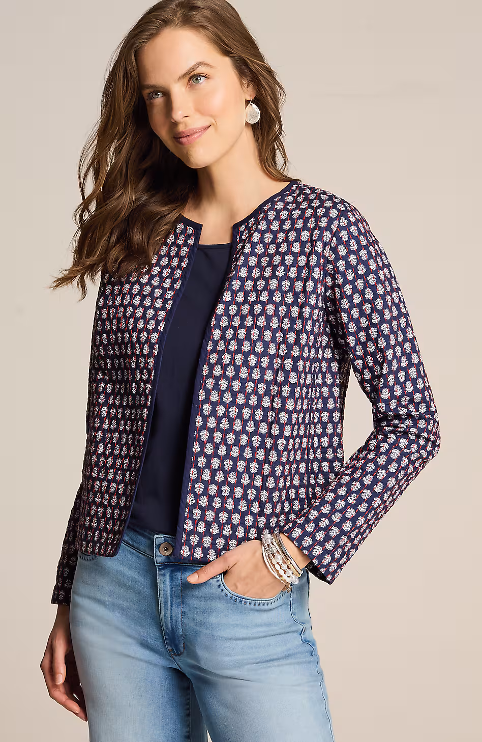 Quilted Open-Front Jacket