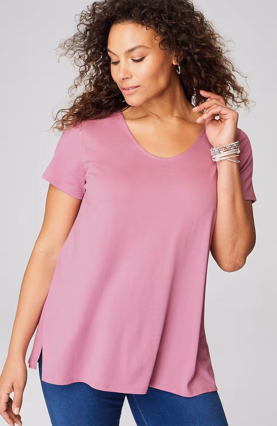 Pure Jill Side-Slit Elliptical Tee