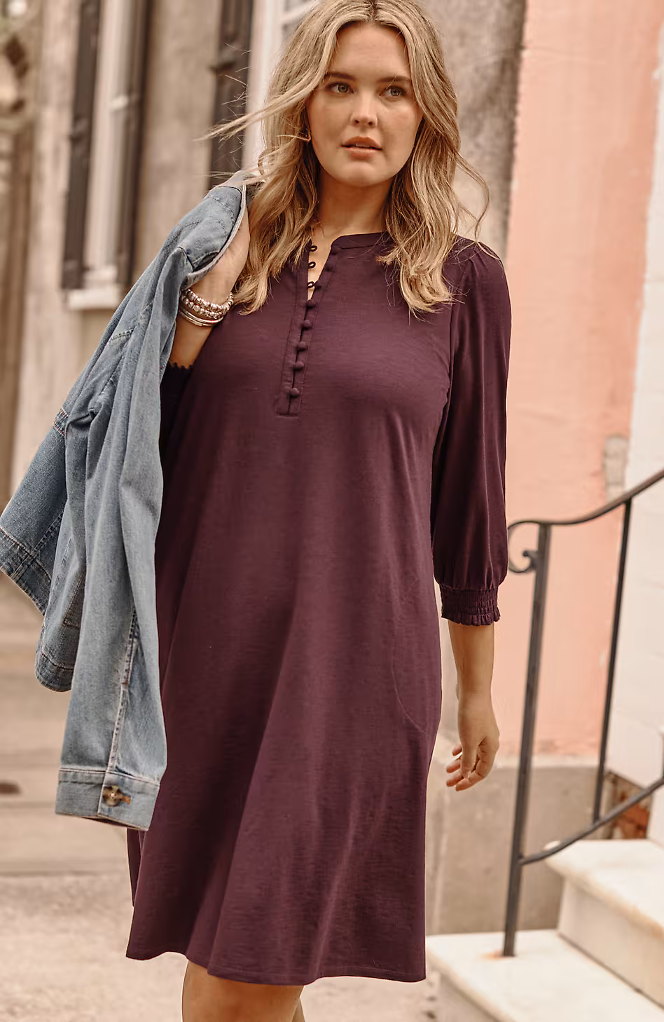 Smocked Henley Dress