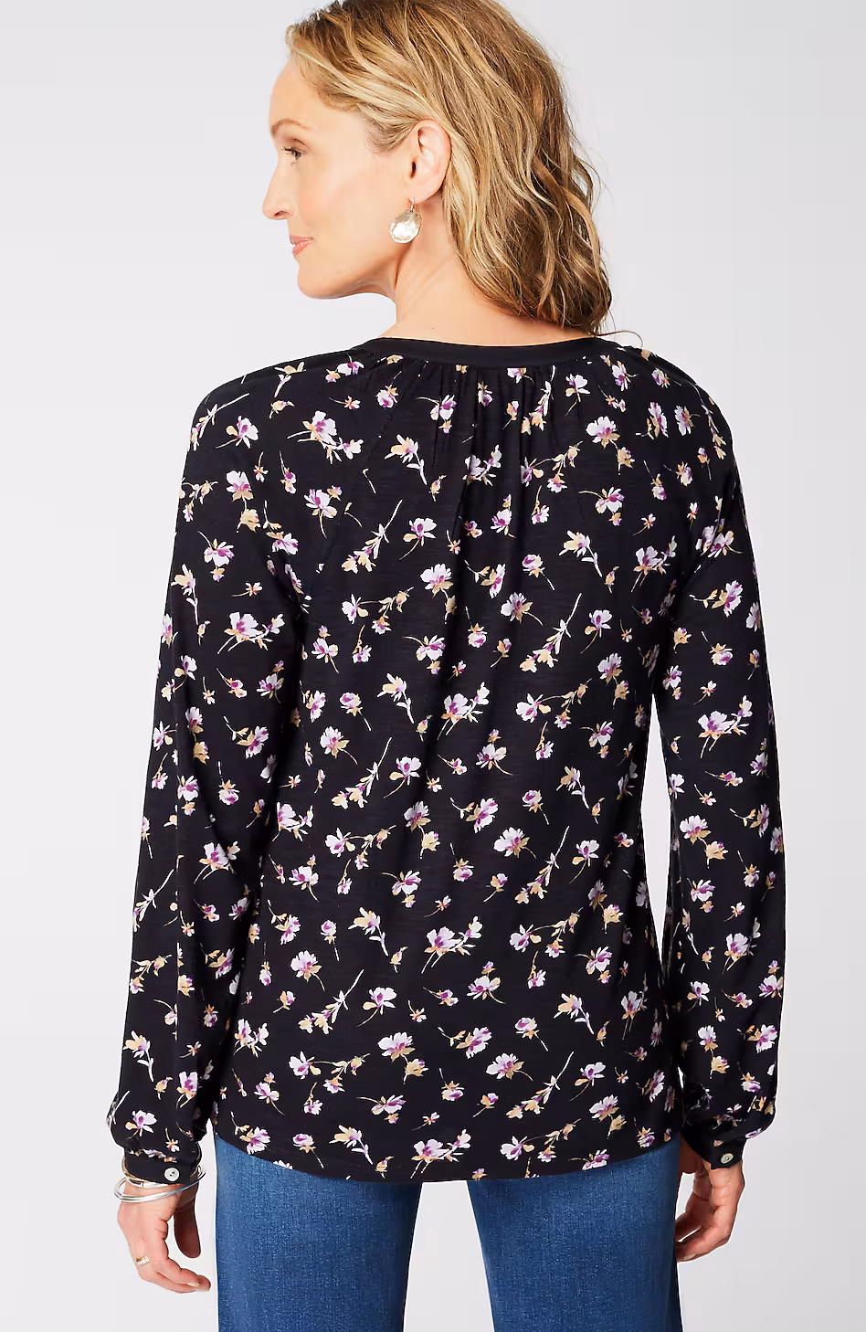 Woven-Trimmed Knit Top