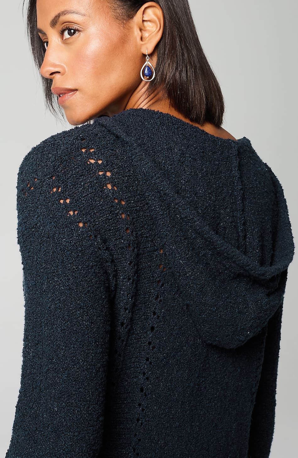 Open-Texture Hooded Sweater