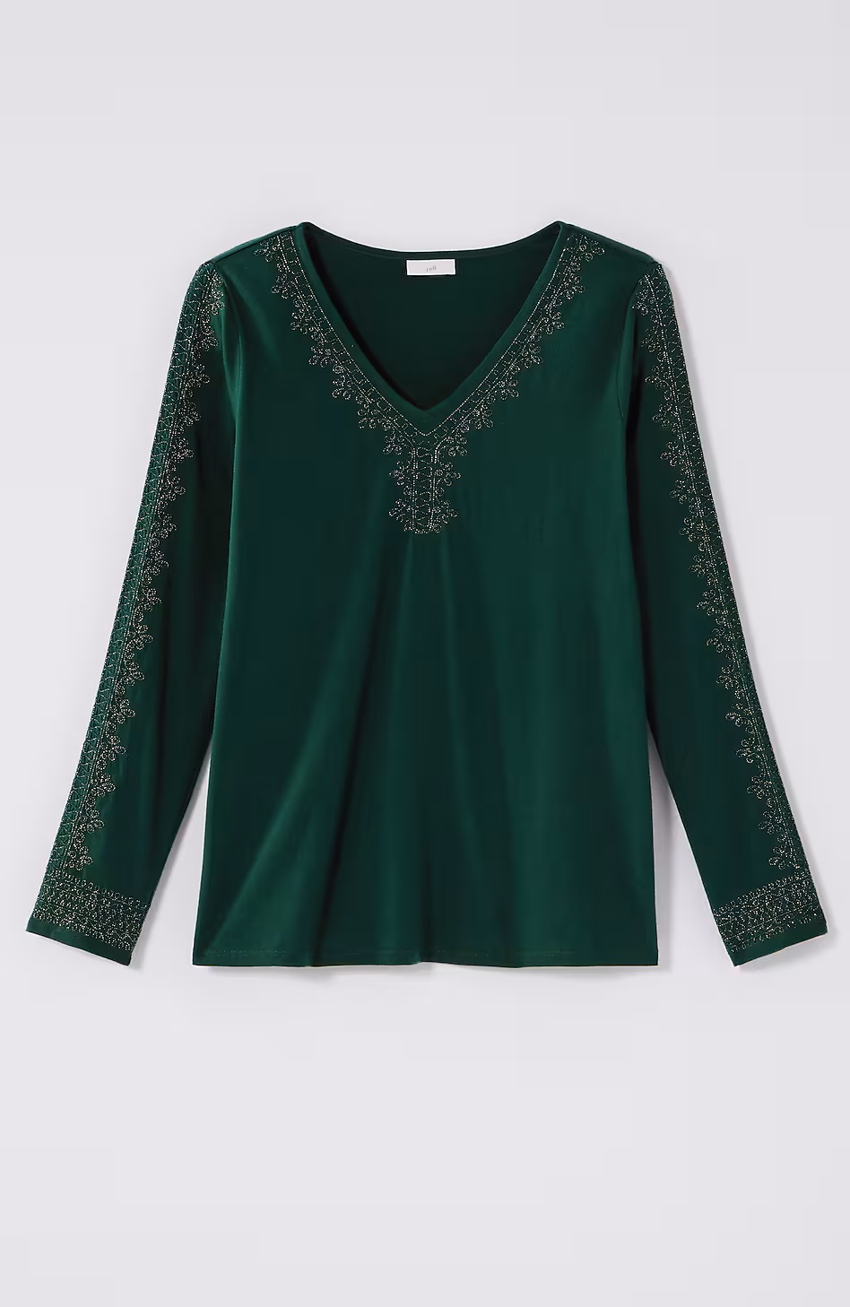 Metallic-Embroidered V-Neck Top