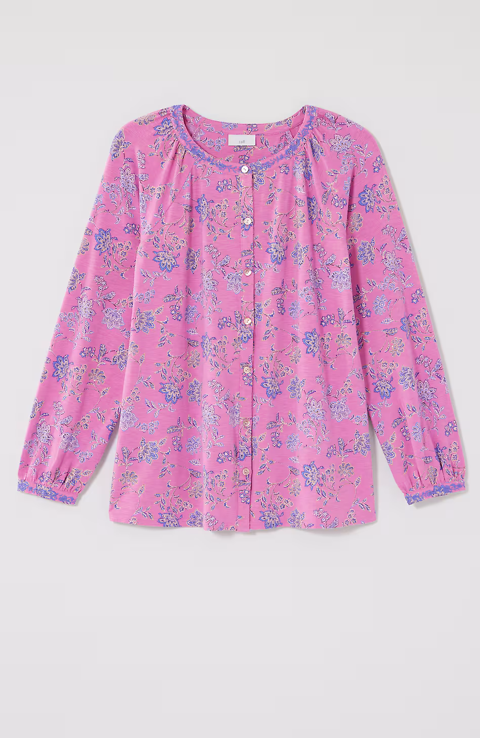 Jacobean-Printed & Embroidered Top
