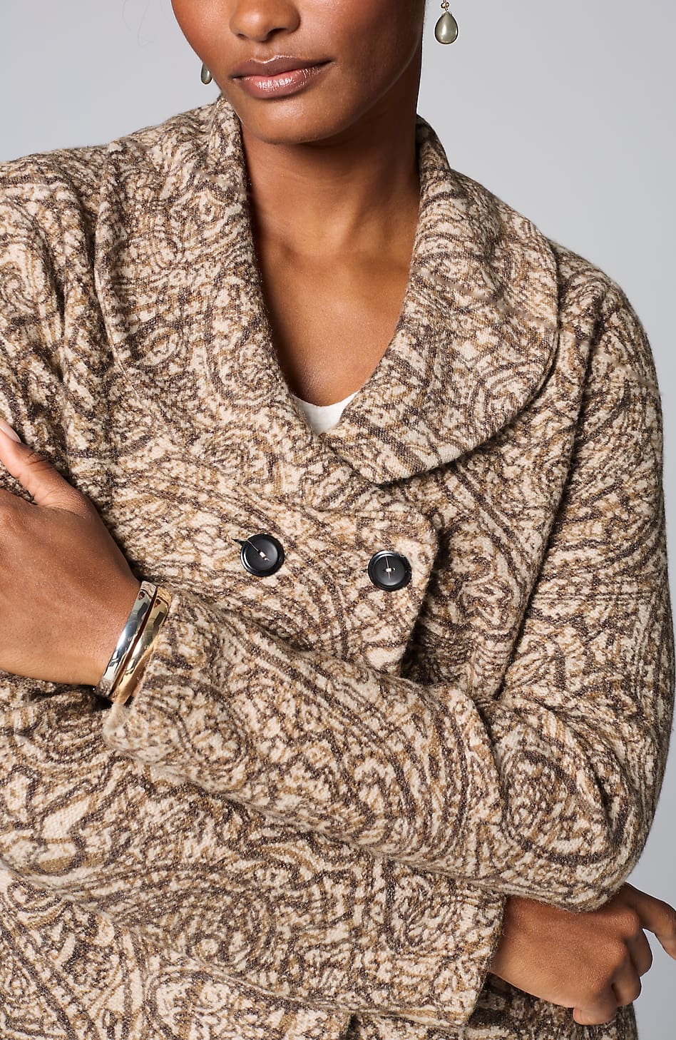 Pure Jill Curved-Front Printed Cardi