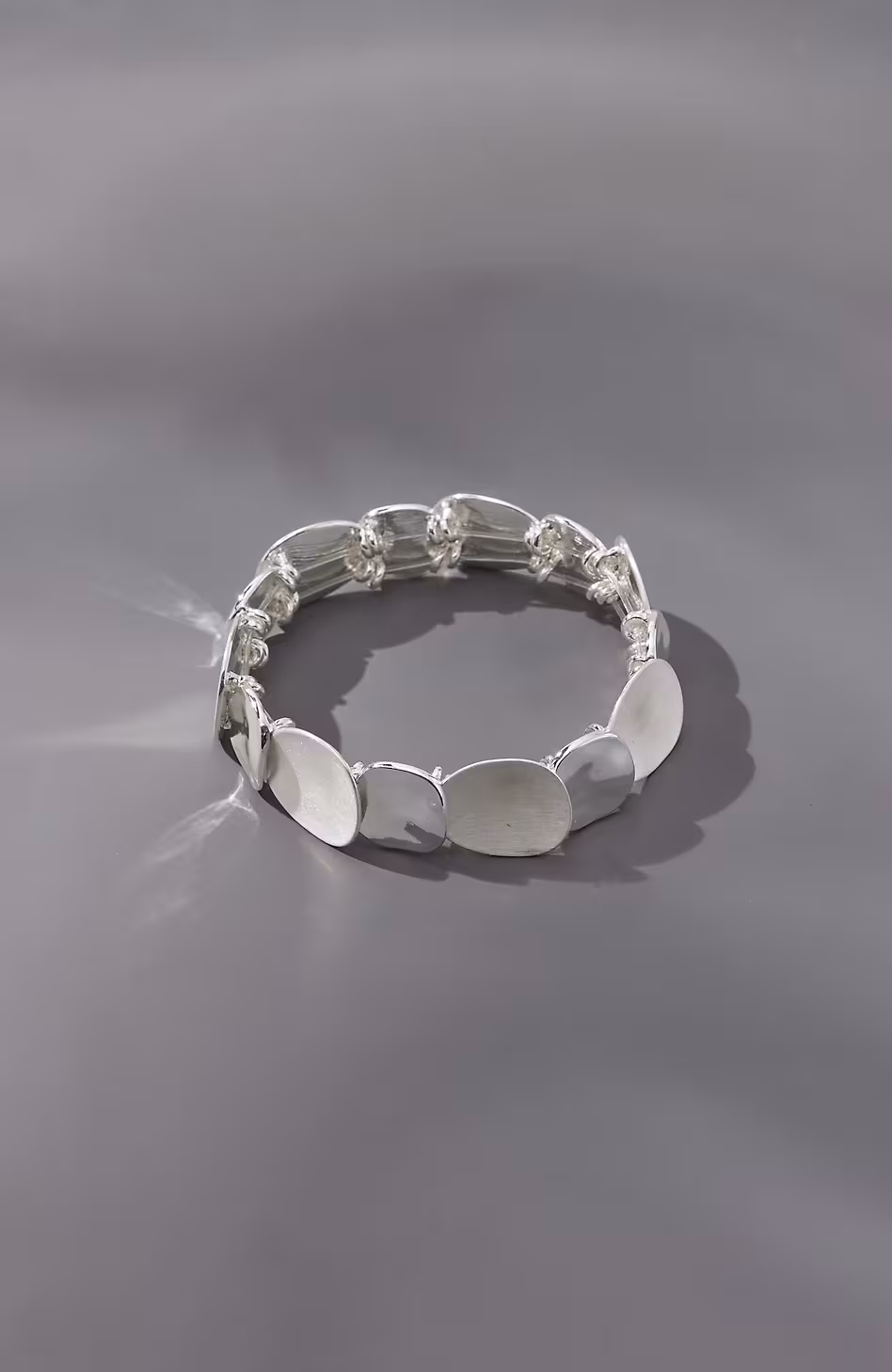 Silvertone Mixed-Finish Stretch Bracelet