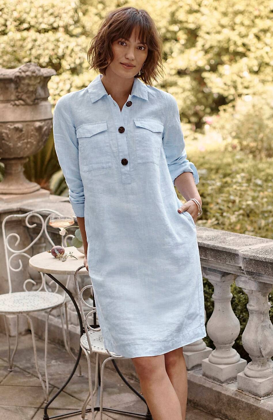 Linen Popover Shirtdress