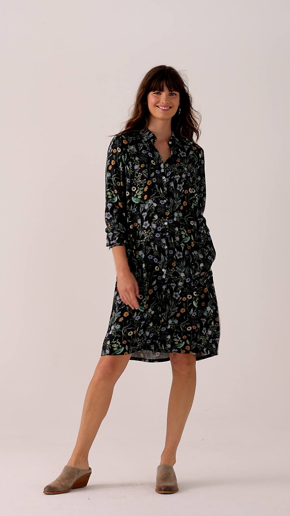 Satin A-Line Shirtdress