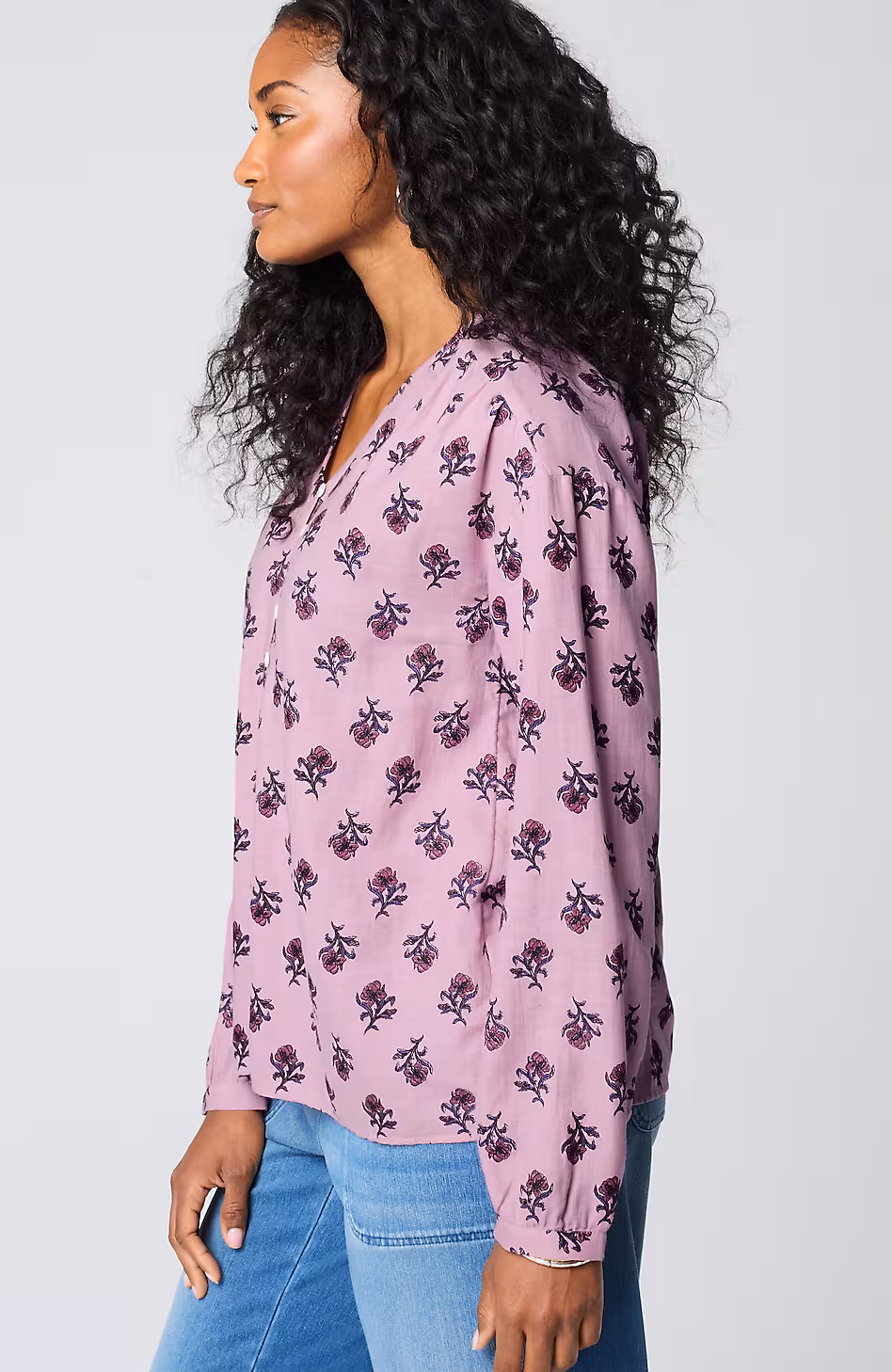 Pure Jill Organically Grown Cotton Block-Print Top