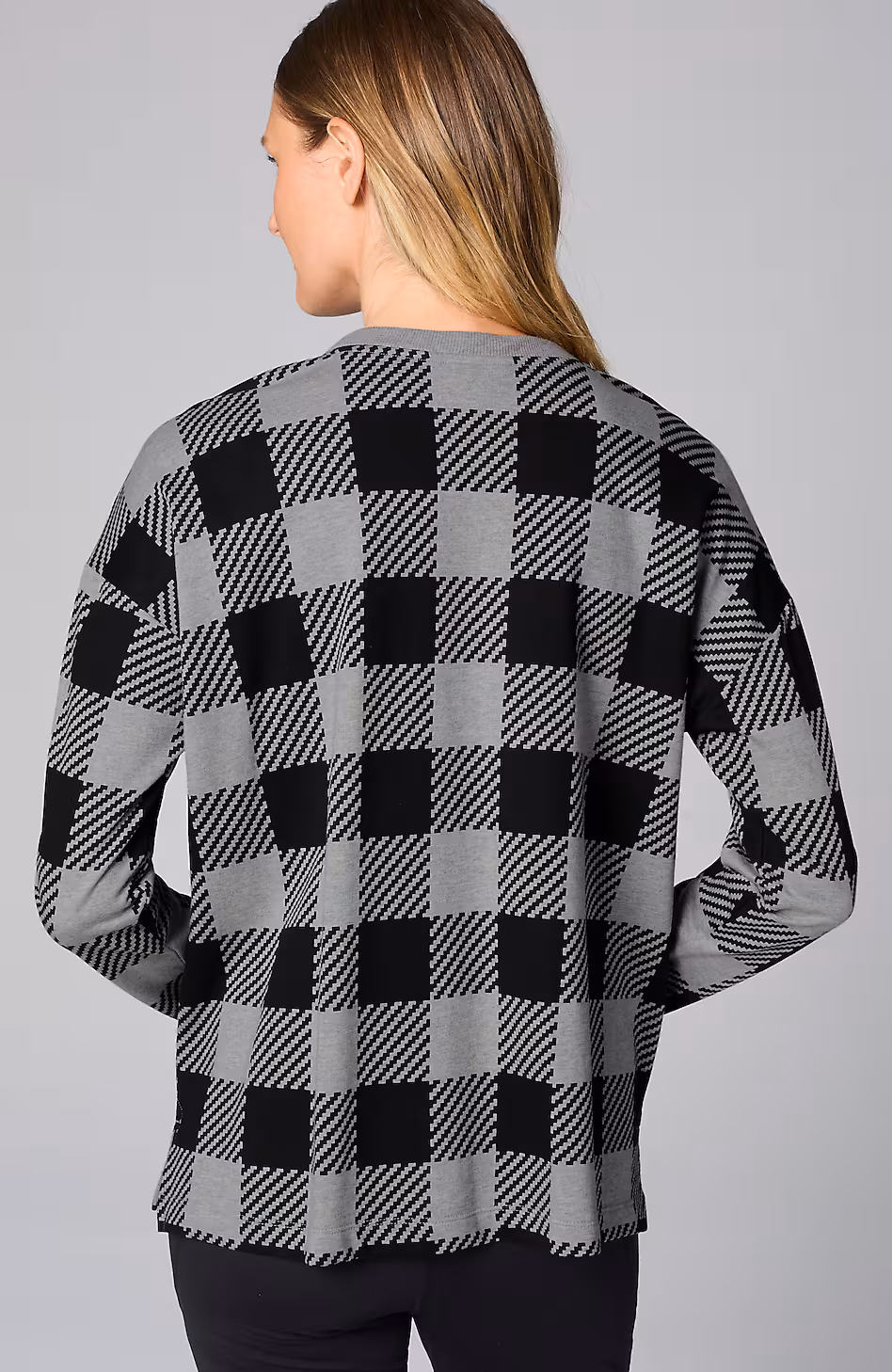 Fit French Terry Plaid Sweatshirt