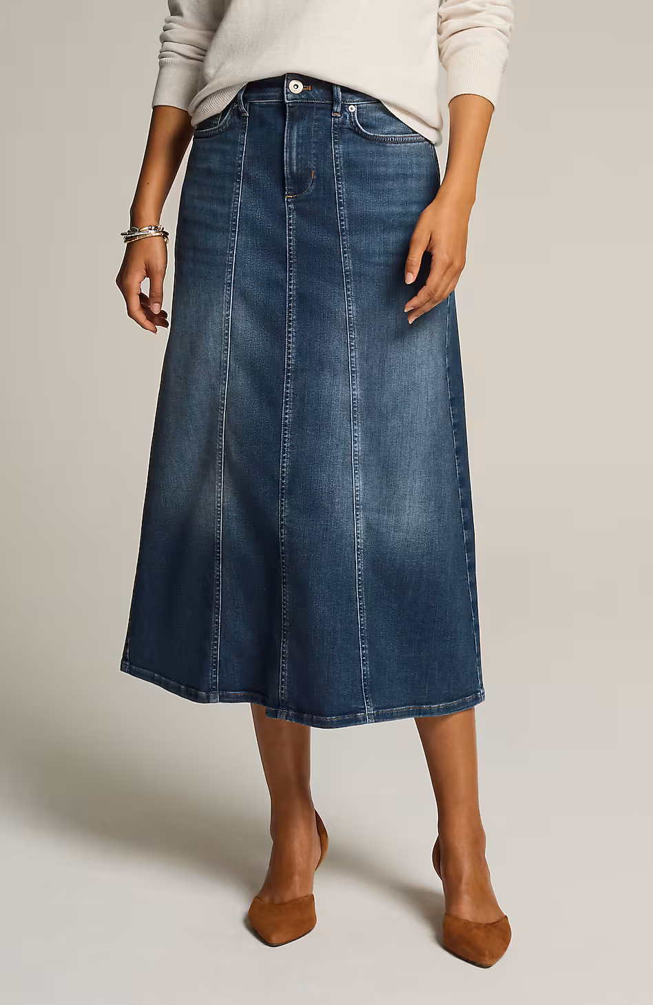 Seamed Denim Maxi Skirt