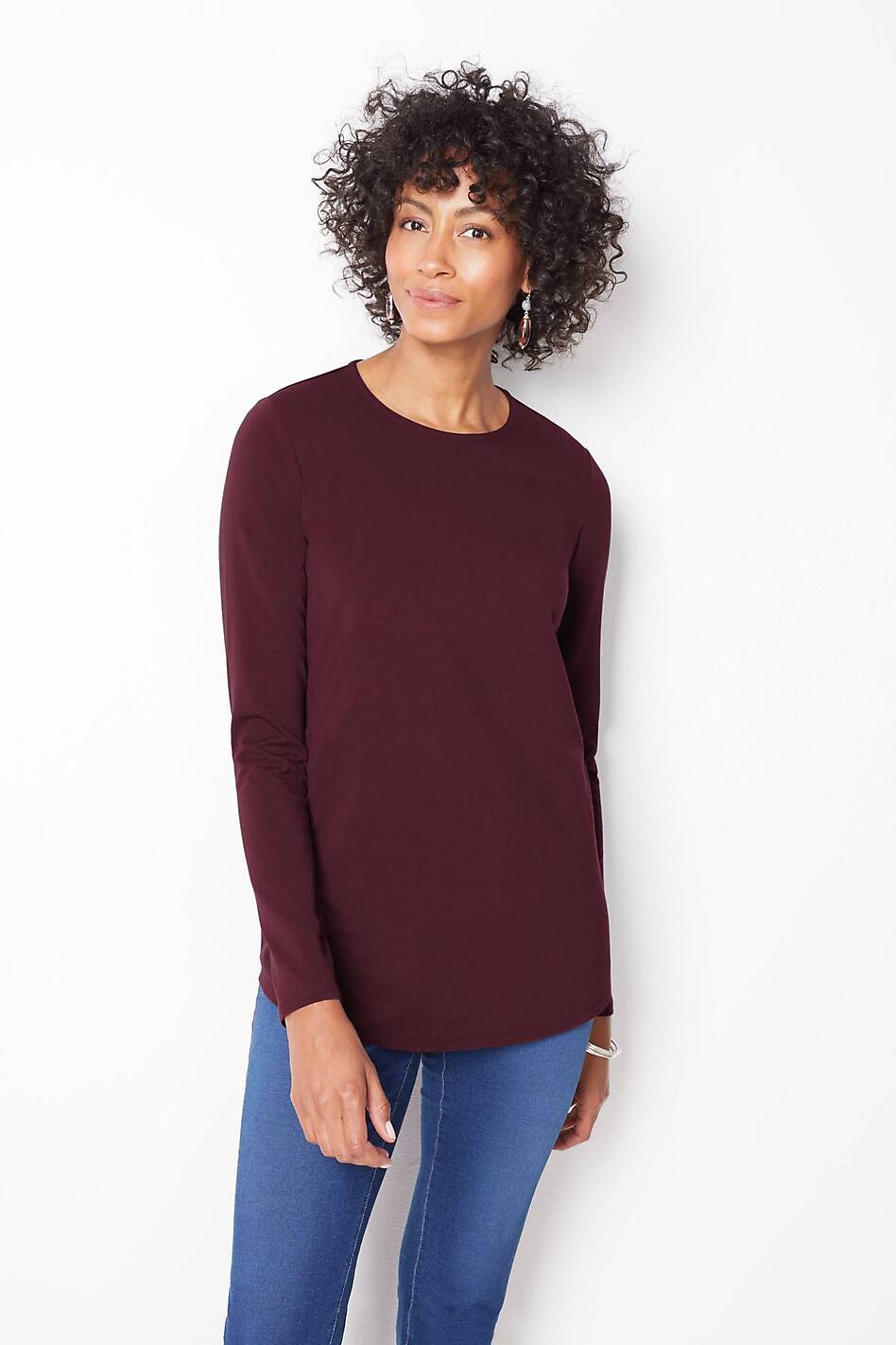 Pure Jill Long-Sleeve Shirttail Tee