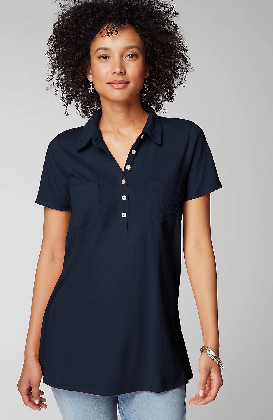 Cotton-Gauze Mixed-Media Tunic