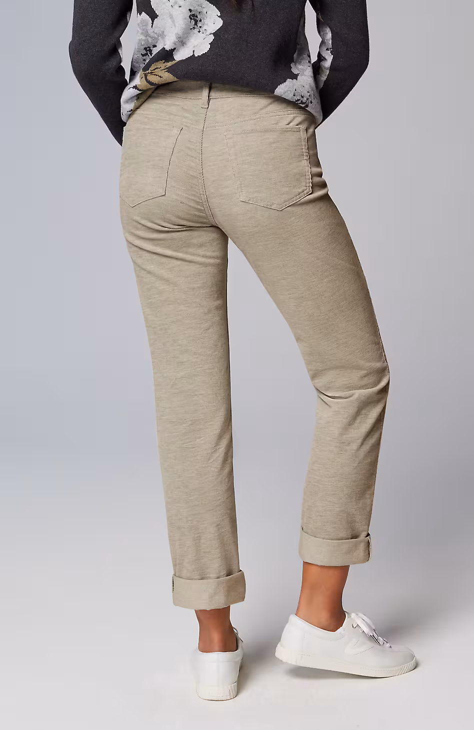 Heathered-Cord Relaxed Boyfriend Jeans