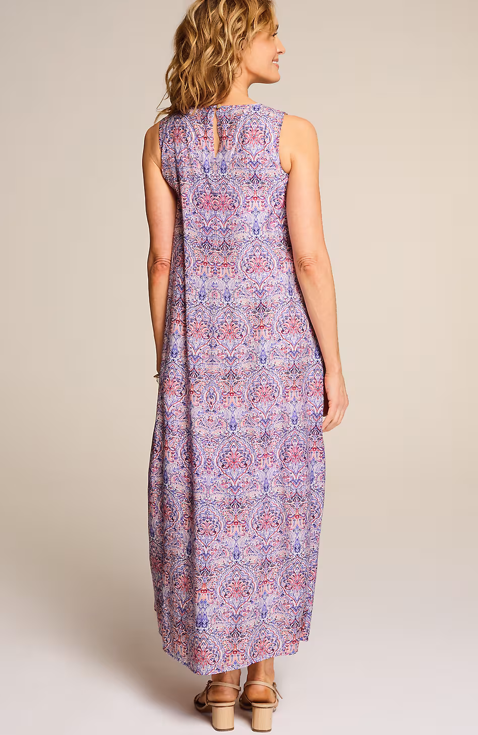 Pintucked A-Line Maxi Dress